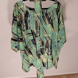 Mint Green Abstract Print Tunic Top